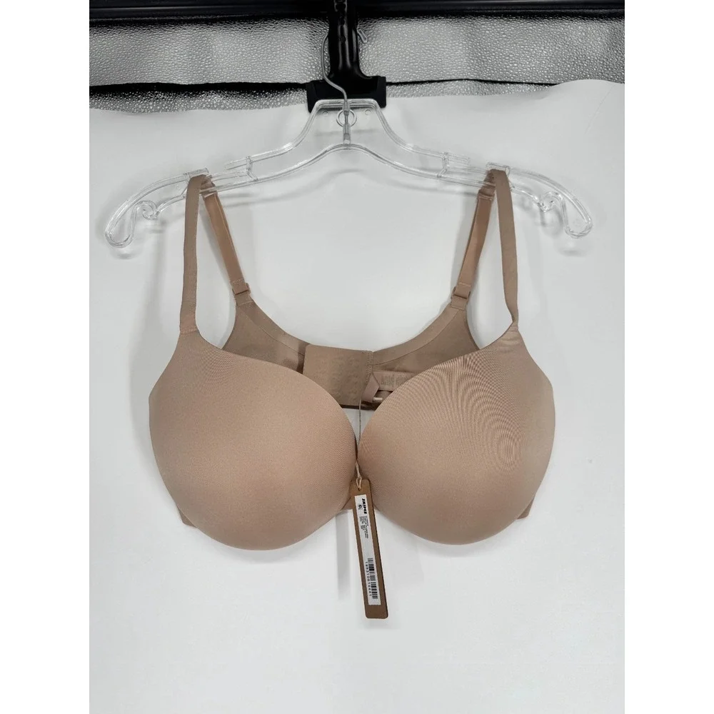 SKIMS Ultimate Push Up Plunge Bra Womens Size 36D Mica Tan Padded Underwired